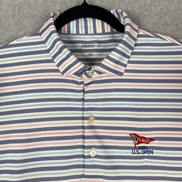 Johnnie O Shirt Mens M Striped Golf Polo Los Angeles Country Club LACC US Open - Picture 1 of 6